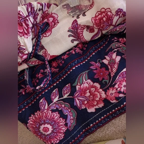 Floral Maxi Dress with Pink and Navy Accents.New Condition - Picture 3 of 4